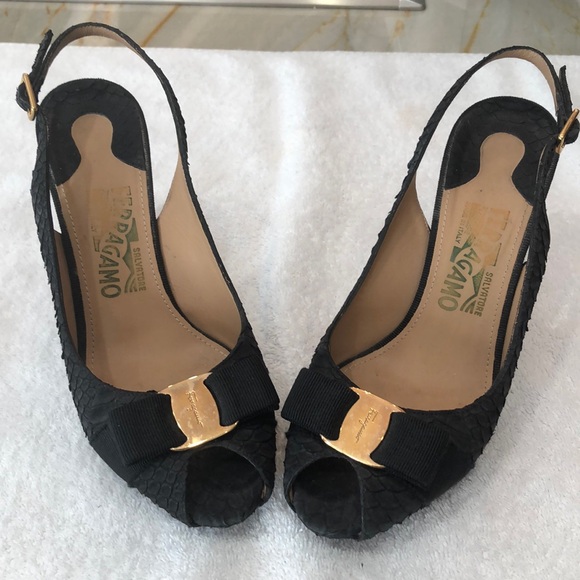 Salvatore Ferragamo Shoes - 4 inches heels Salvador ferragamo shoes black open toes